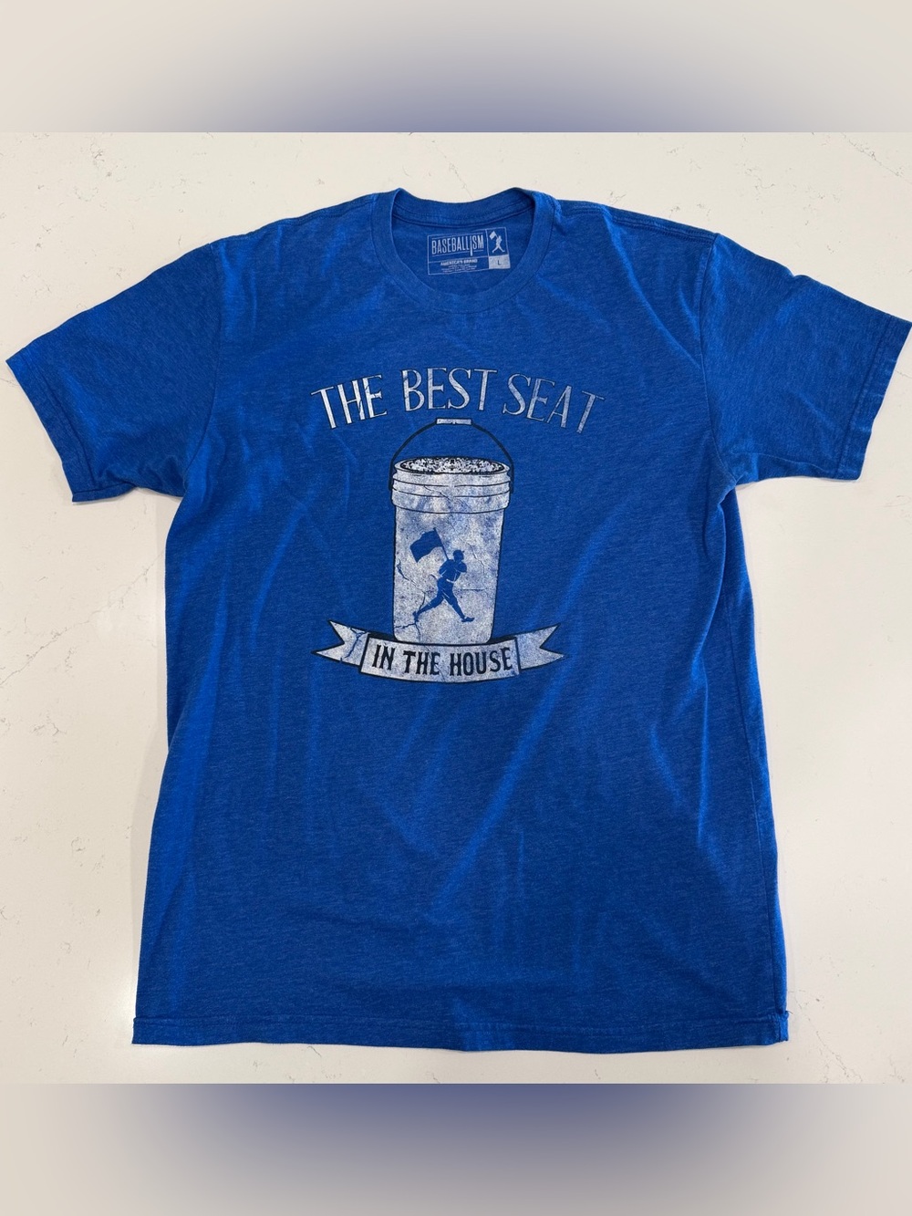 Baseballism Men’s Royal Blue Best Seat in the House Graphic Tee Large